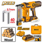 Ingco CCSNLI6008 Cordless BL Crown Stapler Nailer Kit 20V 2.0HP | Ingco by KHM Megatools Corp.